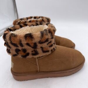 Classy Cloth Winter Boots Brown W/Leopard Womens Size 7